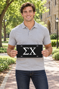 Sigma Chi Greek Letters Car Tag 12x6 Black White License Plate