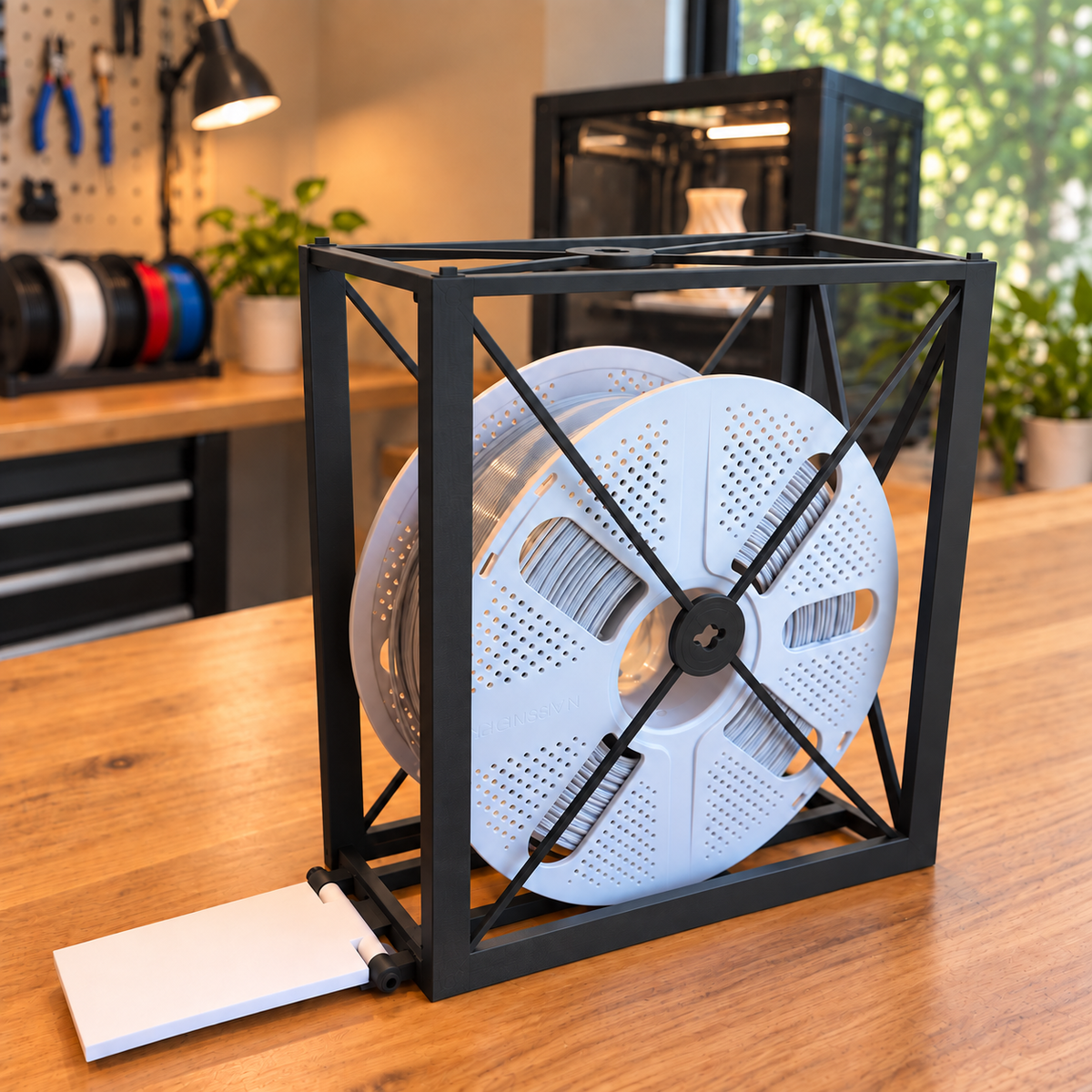 Filament Spool & Box Storage Rack — One-Piece Frame