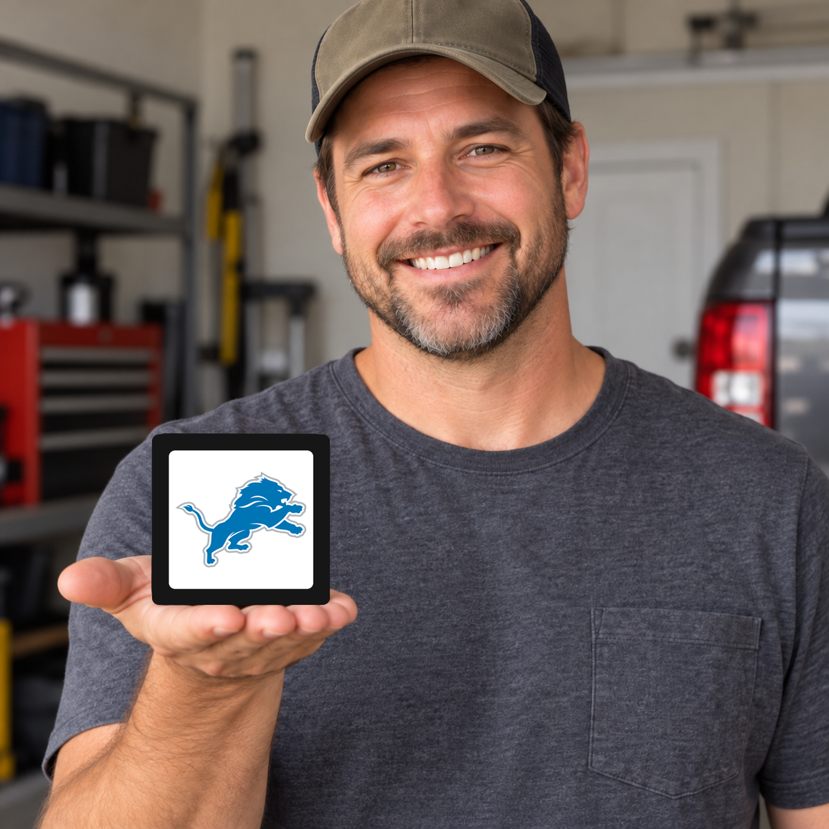 Detroit Lions NFL 3-Inch Square Hitch Cover for 1.25 or 2 Inch Receiver