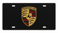 Porsche Crest License Plate Car Tag 12x6 Black Gold Burgundy Honeycomb