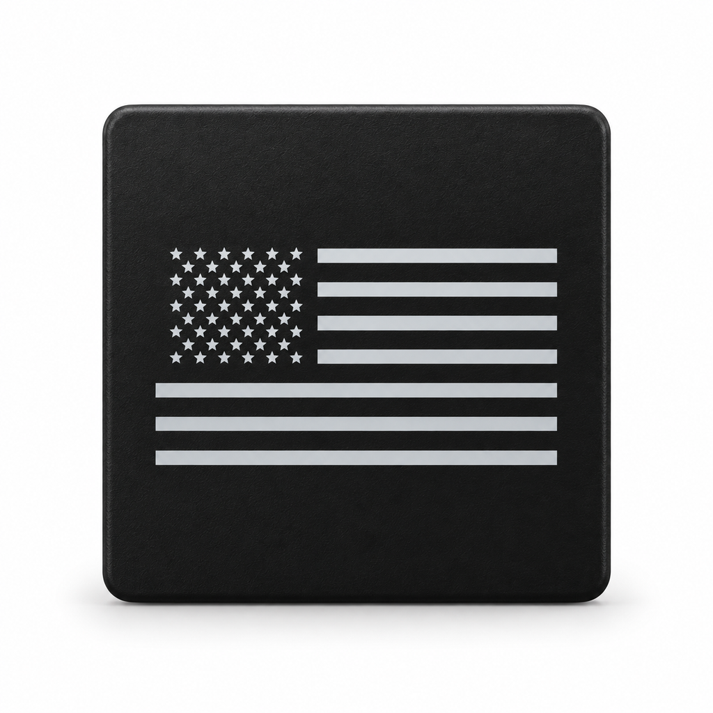 American Flag 3-Inch Square Hitch Cover | Black & Silver PETG