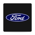Ford Blue White on Black 3-Inch Square Hitch Cover for 1.25 or 2 Inch Receiver
