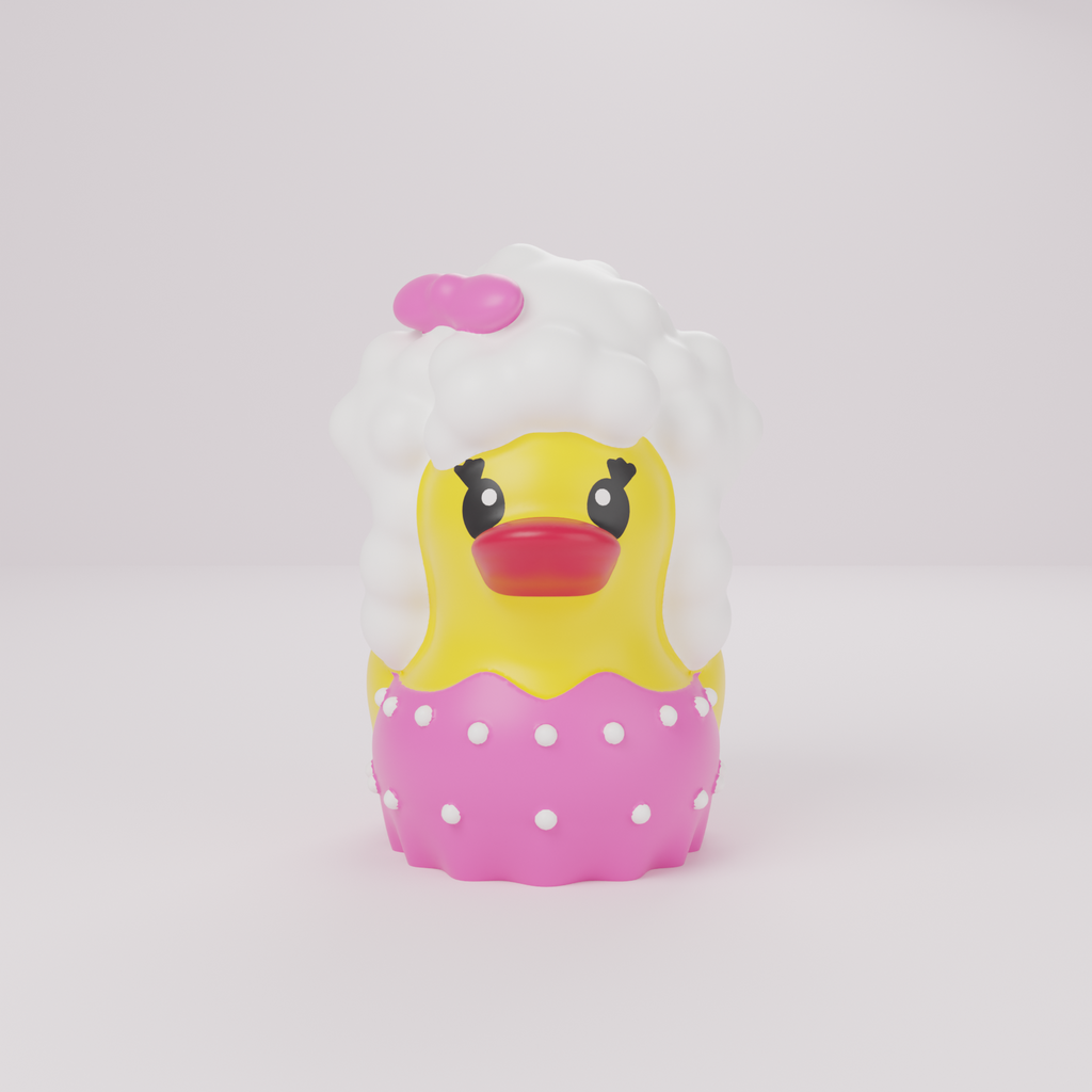 Country Diva Duck Figurine — Pink Dress & White Hair