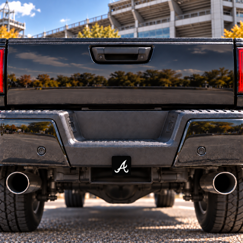 Atlanta Braves MLB Black White 3-Inch Square Hitch Cover for 1.25 or 2 Inch Receiver