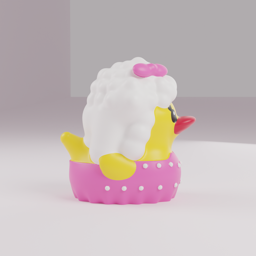 Country Diva Duck Figurine — Pink Dress & White Hair