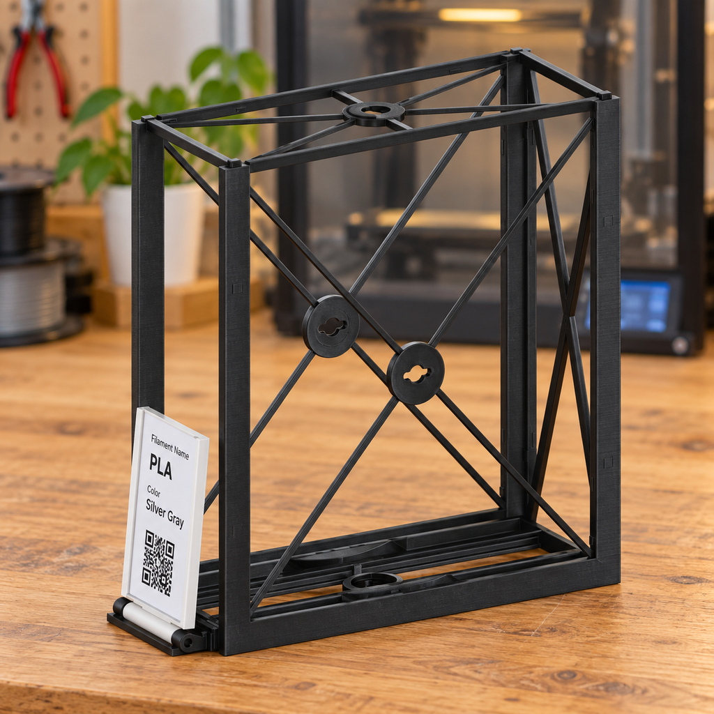 Filament Spool & Box Storage Rack — One-Piece Frame