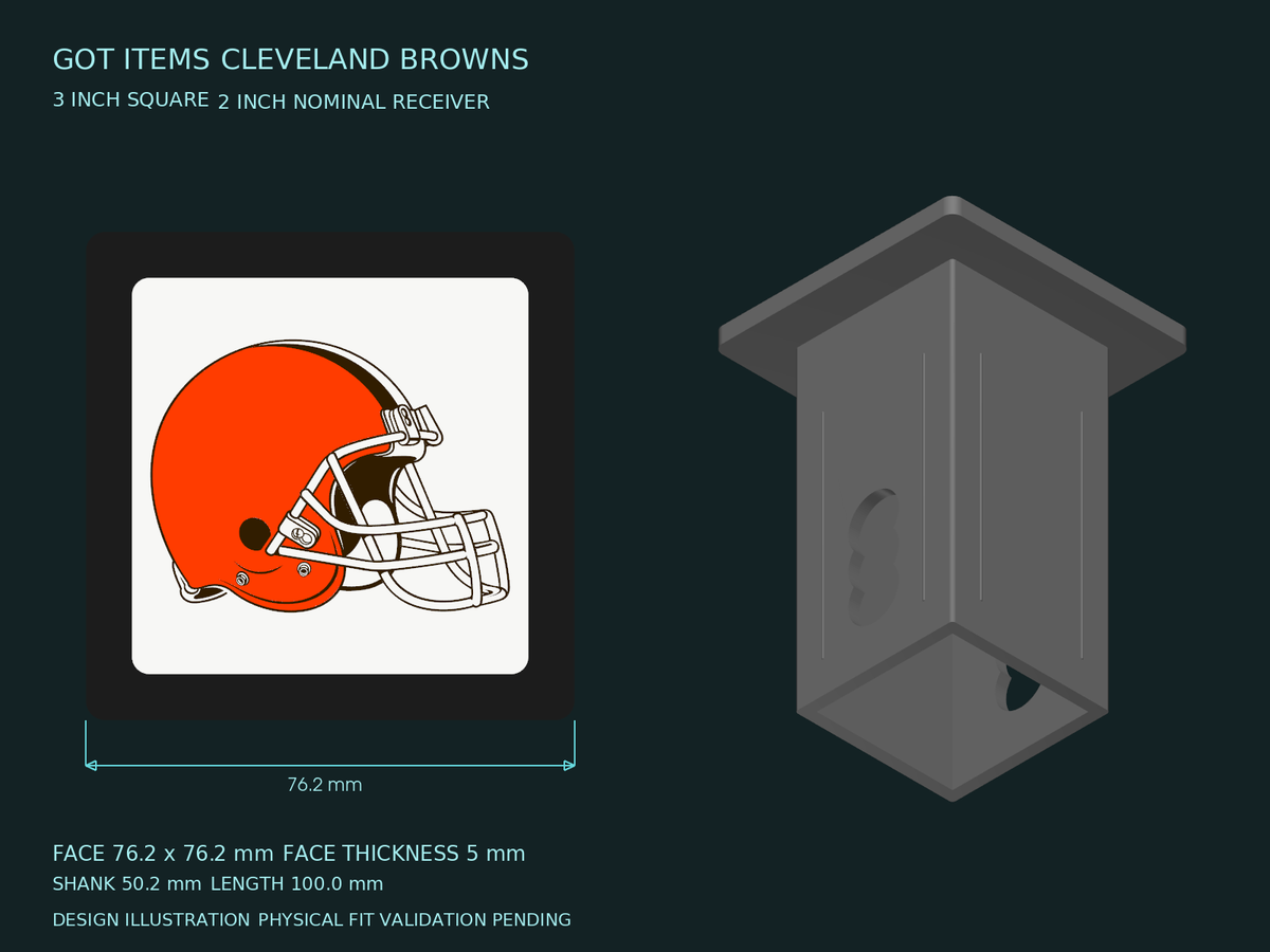 Cleveland Browns NFL 3-Inch Square Hitch Cover for 1.25 or 2 Inch Receiver