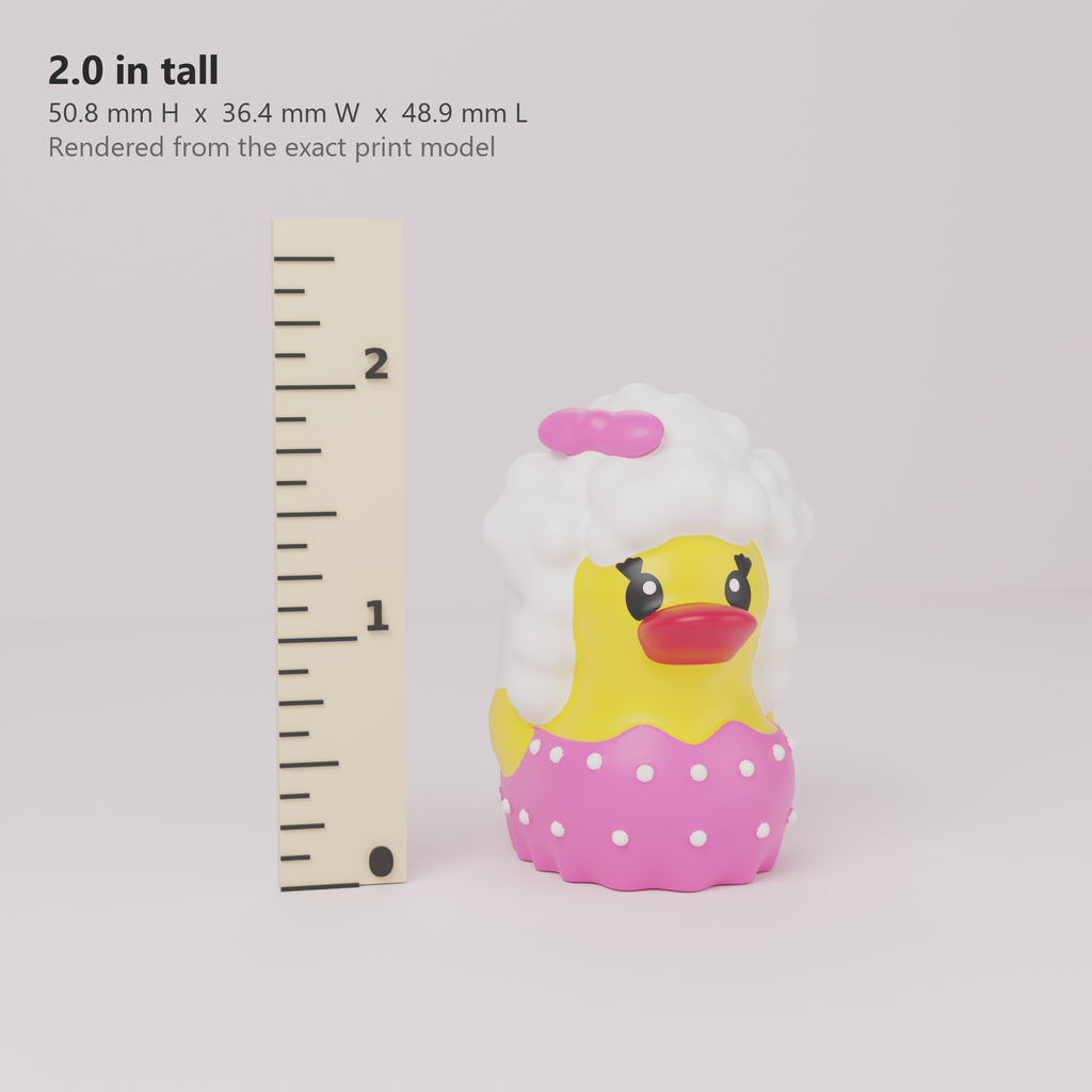 Country Diva Duck Figurine — Pink Dress & White Hair