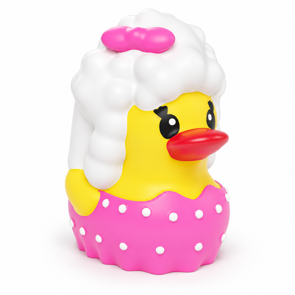 Country Diva Duck Figurine — Pink Dress & White Hair