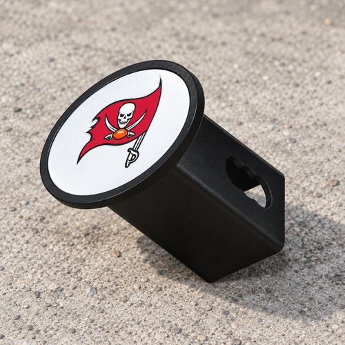 Tampa Bay Buccaneers Oval Trailer Hitch Cover 2 Inch Receiver Plug Cap NFL - product illustration