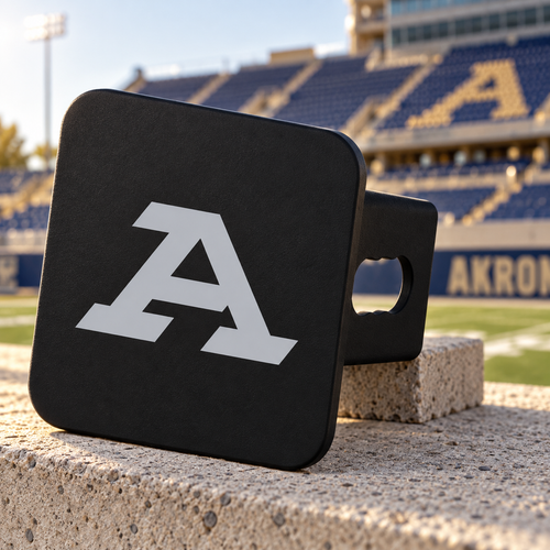 Akron Zips Blackout Trailer Hitch Cover 2 Inch Receiver Black Gray