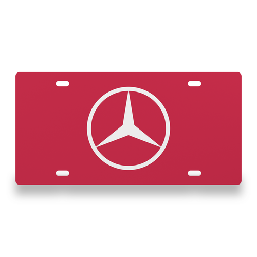 Mercedes License Plate Car Tag 12x6 Red White Solid - exact CAD front view
