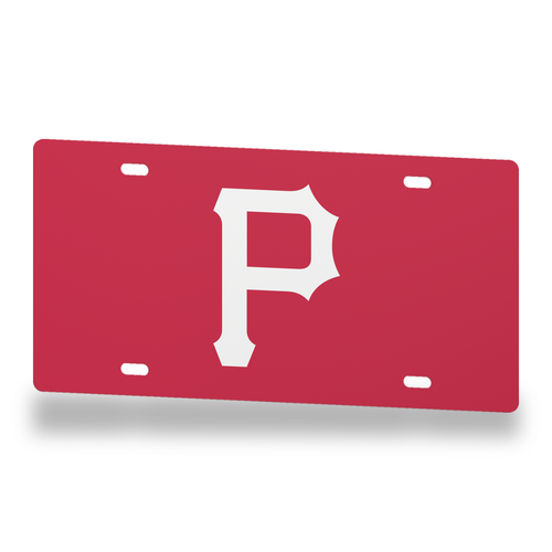 Pittsburgh Pirates License Plate Car Tag 12x6 Red White Solid - product illustration