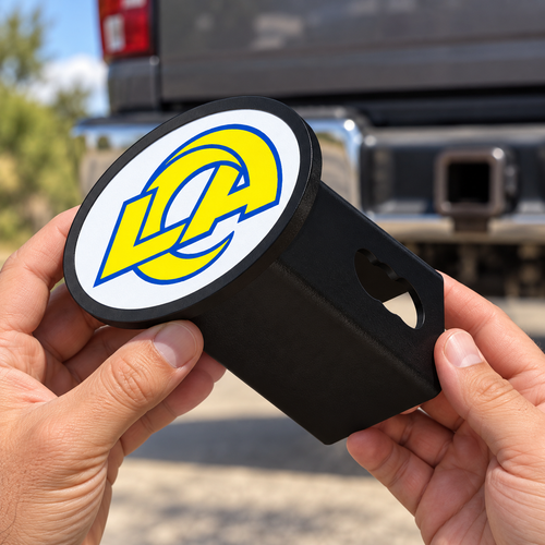 Los Angeles Rams Oval Trailer Hitch Cover 2 Inch Receiver Plug Cap NFL - product illustration