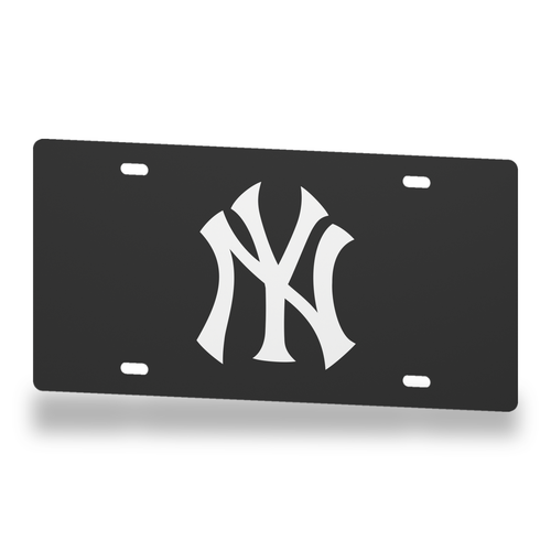 New York Yankees License Plate Car Tag 12x6 Black White Solid - product illustration