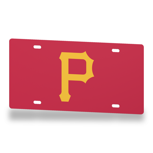 Pittsburgh Pirates License Plate Car Tag 12x6 Red Gold Solid - product illustration