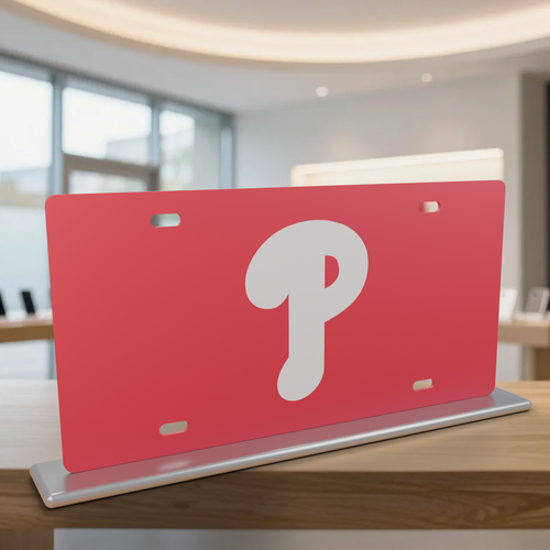 Philadelphia Phillies License Plate Car Tag 12x6 Red White Solid - product illustration
