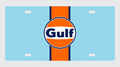 Gulf Racing License Plate Car Tag 12x6 Blue Orange Center Stripe - product design illustration