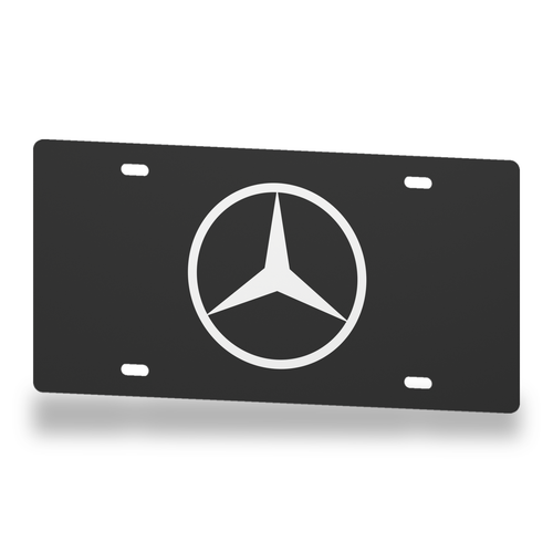 Mercedes License Plate Car Tag 12x6 Black White Solid - product illustration
