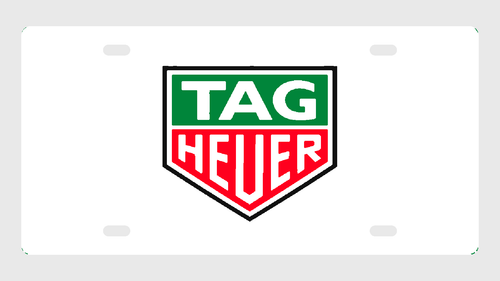 TAG Heuer License Plate Car Tag 12x6 White Red Green Shield - product design illustration