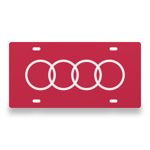 Audi License Plate Car Tag 12x6 Red White Solid - exact CAD front view
