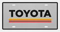 Toyota Retro Heritage Stripes License Plate Car Tag 12x6 Silver Black - product illustration