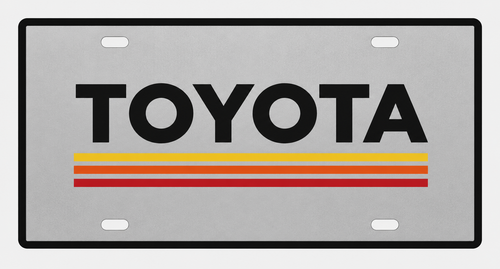 Toyota Retro Heritage Stripes License Plate Car Tag 12x6 Silver Black - product illustration