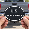 Space Force Oval Trailer Hitch Cover Receiver Plug Cap 2 Inch Black White PETG - product illustration