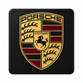 Porsche Crest Square Hitch Cover Plug 2 Inch Receiver Black Gold Burgundy - product design illustration