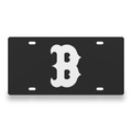 Boston Red Sox License Plate Car Tag 12x6 Black White Solid - exact CAD front view