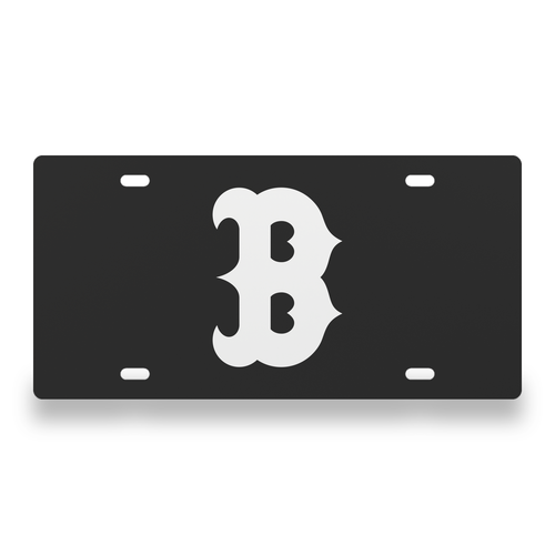 Boston Red Sox License Plate Car Tag 12x6 Black White Solid - exact CAD front view