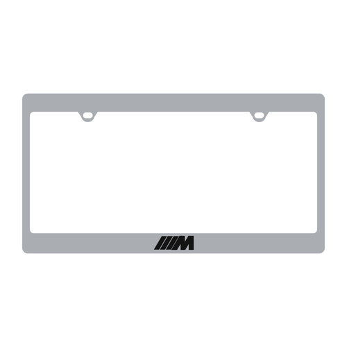 BMW M License Plate Frame Silver Recessed Back Black Logo - product illustration