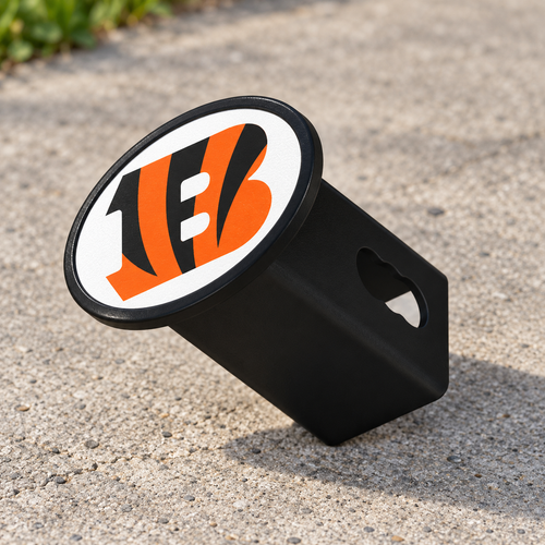 Cincinnati Bengals Oval Trailer Hitch Cover 2 Inch Receiver Plug Cap NFL - product illustration