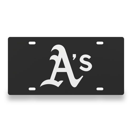 Athletics License Plate Car Tag 12x6 Black White Solid - exact CAD front view