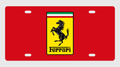 Ferrari License Plate Car Tag 12x6 Red Yellow Prancing Horse Badge - product design illustration