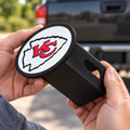 Kansas City Chiefs Oval Trailer Hitch Cover 2 Inch Receiver Plug Cap NFL - product illustration