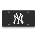 New York Yankees License Plate Car Tag 12x6 Black White Solid - exact CAD front view