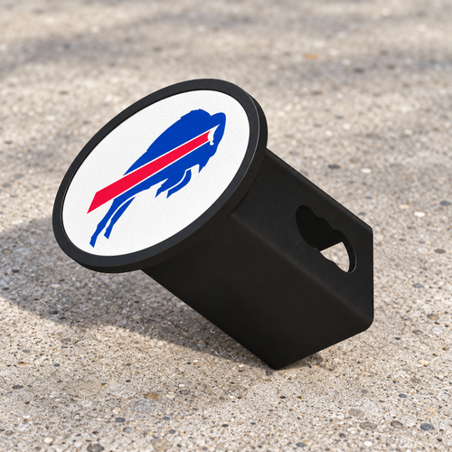 Buffalo Bills Oval Trailer Hitch Cover 2 Inch Receiver Plug Cap NFL - product illustration