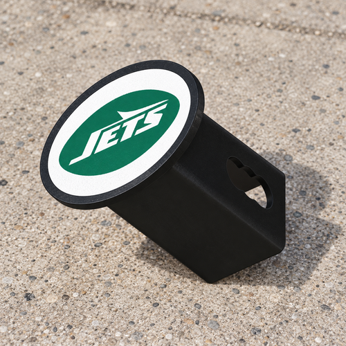 New York Jets Oval Trailer Hitch Cover 2 Inch Receiver Plug Cap NFL - product illustration