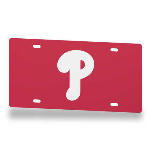 Philadelphia Phillies License Plate Car Tag 12x6 Red White Solid - product illustration