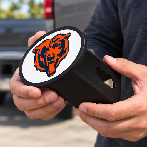 Chicago Bears Oval Trailer Hitch Cover 2 Inch Receiver Plug Cap NFL - product illustration