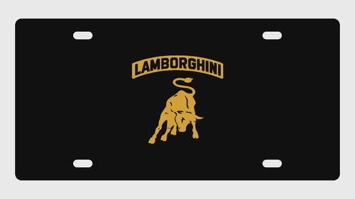 Lamborghini Vintage Emblem License Plate Car Tag 12x6 Black Gold - CAD design illustration