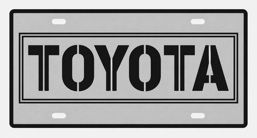 Toyota Retro Touring Stencil License Plate Car Tag 12x6 Silver Black - product illustration