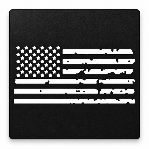 Distressed American Flag Hitch Cover 3 Inch Square Black White 2 Inch Receiver - 02-white