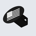 American Flag Black Silver Oval Trailer Hitch Cover 2 Inch Receiver Plug Cap - product illustration