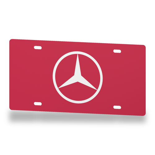 Mercedes License Plate Car Tag 12x6 Red White Solid - product illustration