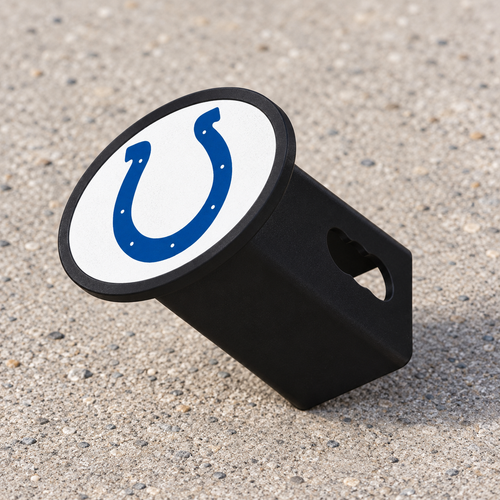 Indianapolis Colts Oval Trailer Hitch Cover 2 Inch Receiver Plug Cap NFL - product illustration