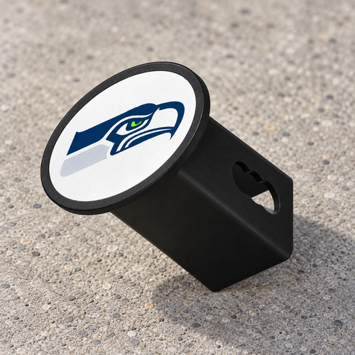 Seattle Seahawks Oval Trailer Hitch Cover 2 Inch Receiver Plug Cap NFL - product illustration