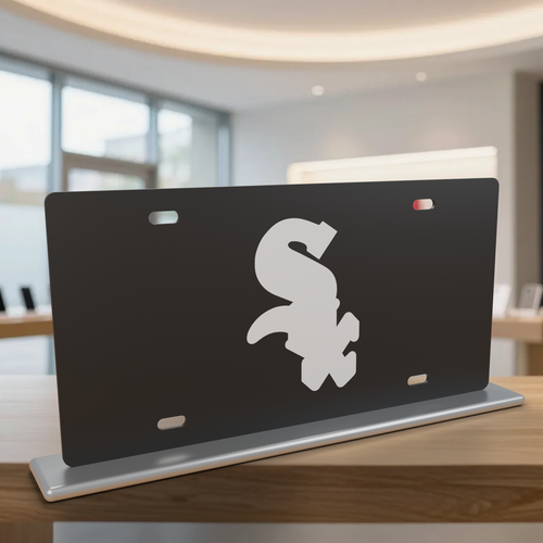 Chicago White Sox License Plate Car Tag 12x6 Black White Solid - product illustration