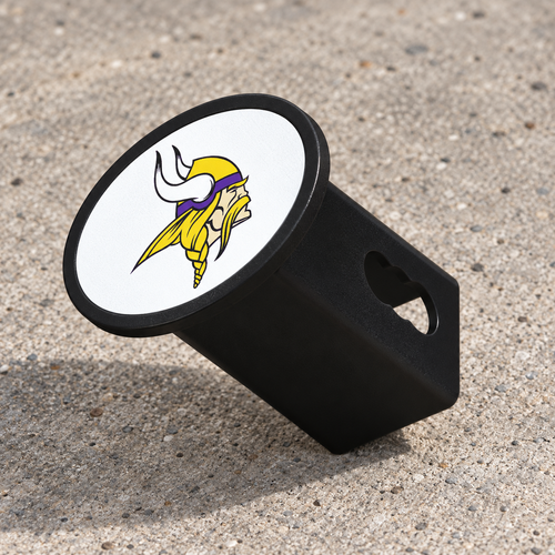 Minnesota Vikings Oval Trailer Hitch Cover 2 Inch Receiver Plug Cap NFL - product illustration